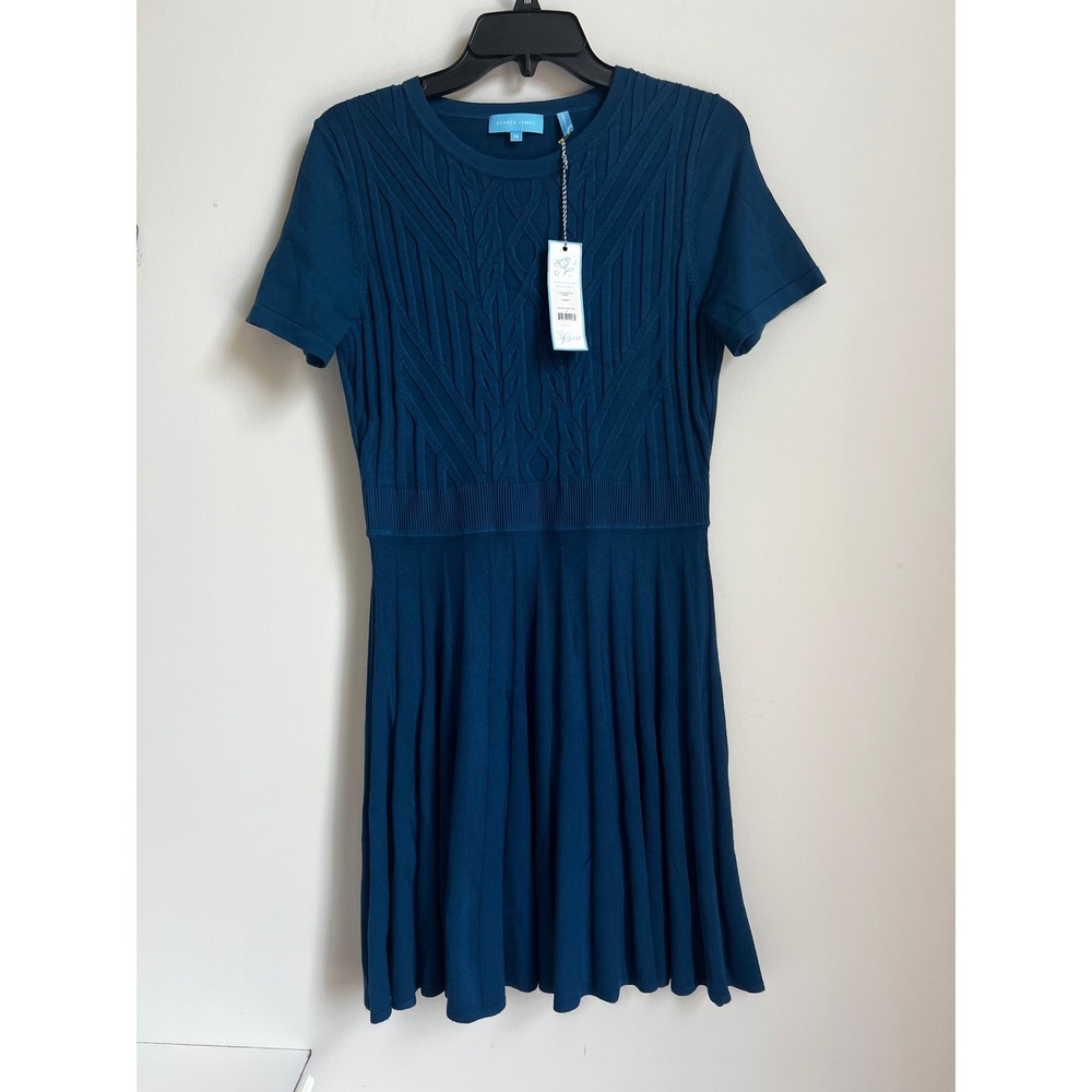 Draper James Deep Teal A-Line Sweater Dress Short Sleeve Women's Medium‎ NWT